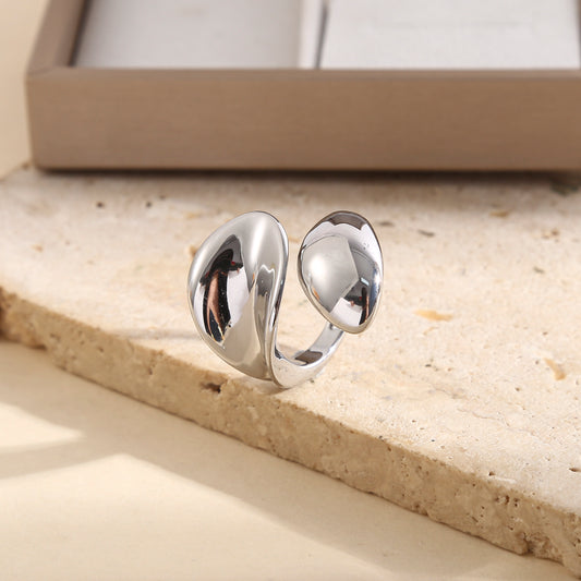 Bague argentée calin épais ajustable par devant