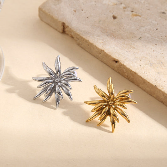 Boucles d’oreilles dorées forme étoile filante à branches allongées finition satinée