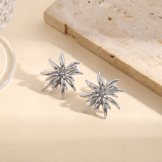 Boucles d’oreilles argentées forme étoile filante à branches allongées finition satinée