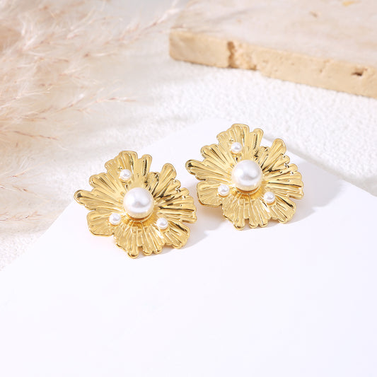 Boucles d'oreilles martelées perlées