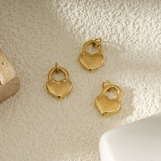 Lot de 3 Pendentifs Cadenas Cœur Doré