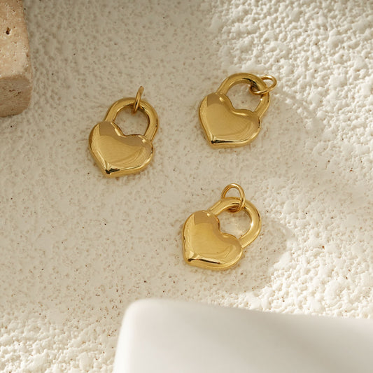 Lot de 3 Pendentifs Cadenas Cœur Doré