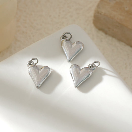 Lot de 3 Pendentifs Cœur Lisse Argenté