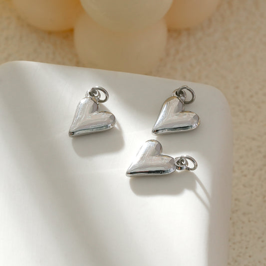 Lot de 3 Pendentifs Cœur Lisse Argenté