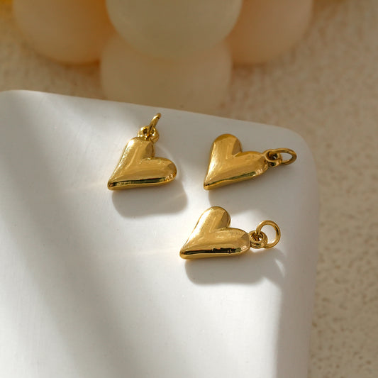 Lot de 3 Pendentifs Cœur Lisse Doré