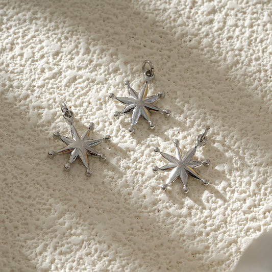 Lot de 3 Pendentifs Étoile Argentée à Huit Branches