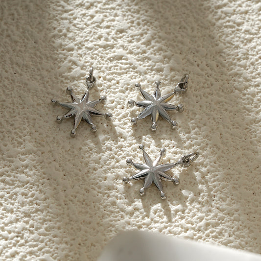Lot de 3 Pendentifs Étoile Argentée à Huit Branches