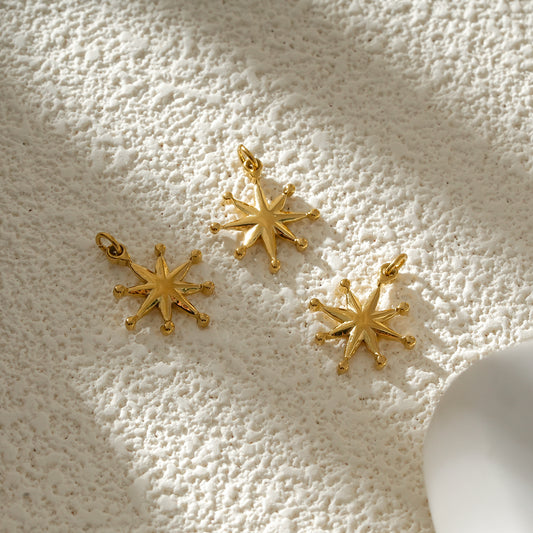 Lot de 3 Pendentifs Étoile Dorée à Huit Branches