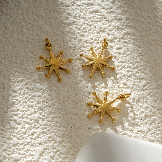 Lot de 3 Pendentifs Étoile Dorée à Huit Branches