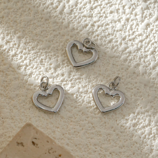 Lot de 3 Pendentifs Cœur Romantique Argenté
