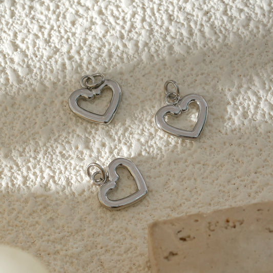 Lot de 3 Pendentifs Cœur Romantique Argenté