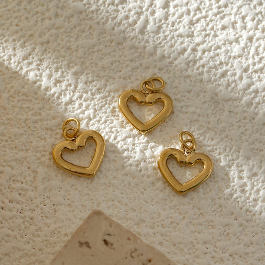 Lot de 3 Pendentifs Cœur Romantique Doré