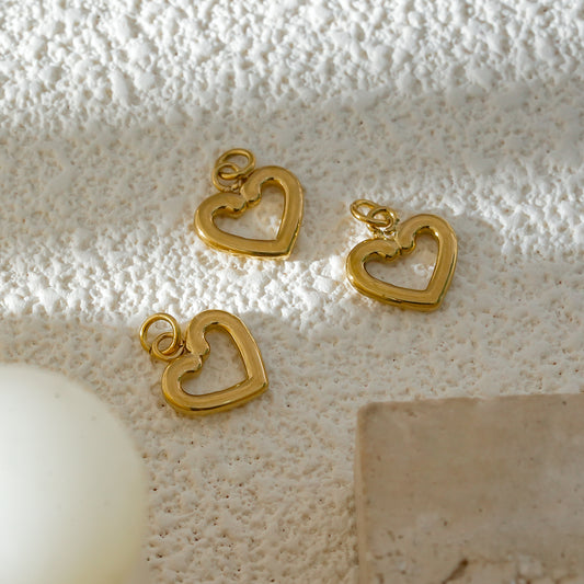 Lot de 3 Pendentifs Cœur Romantique Doré