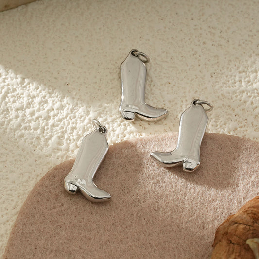 Lot de 3 Pendentifs Botte Cowboy Argenté