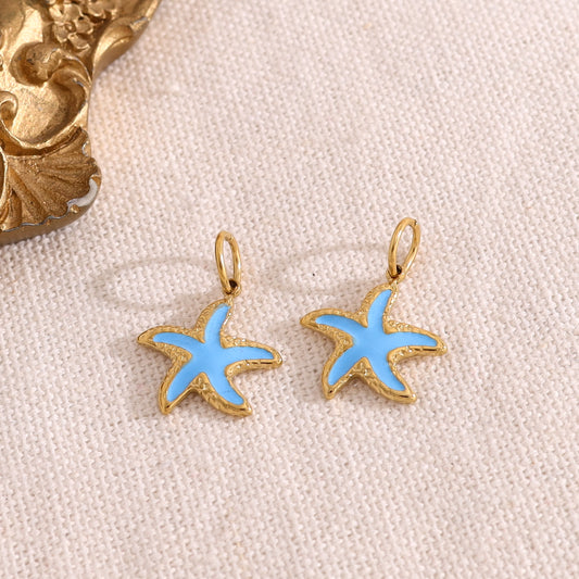 Lot de 3 pendentifs étoile de mer bleu