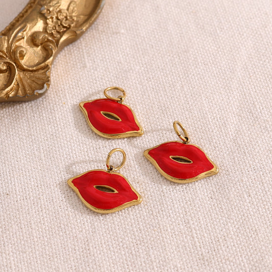 Lot de 3 pendentifs lèvres rouges