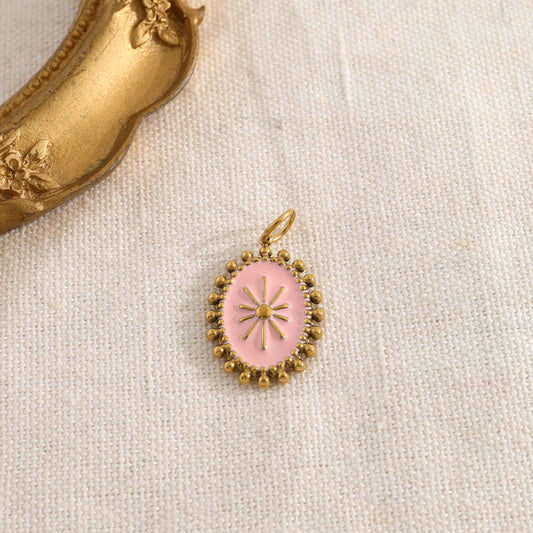 Lot de 3 pendentifs ovale rose