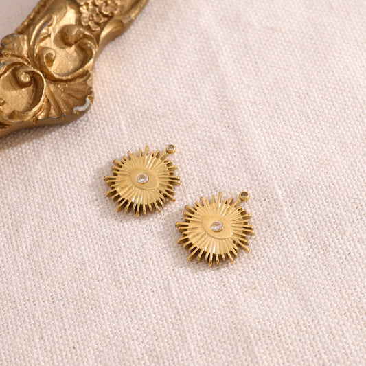 Lot de 3 pendentifs soleil doré strass