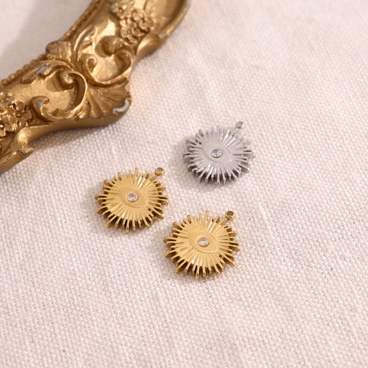 Lot de 3 pendentifs soleil argenté strass