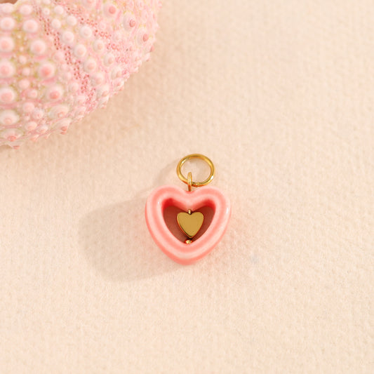 Lot de 3 pendentifs rosés cœur vide