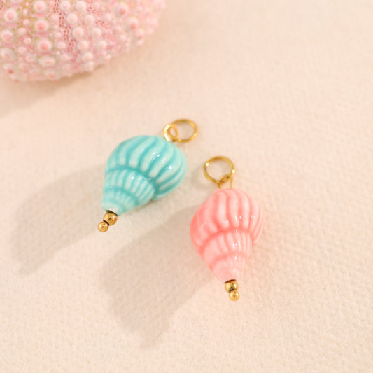 Lot de 3 pendentifs coquillage rose