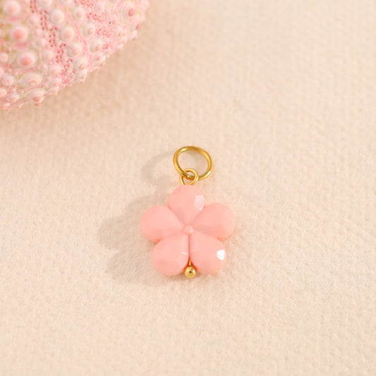 Lot de 3 pendentifs fleur rose