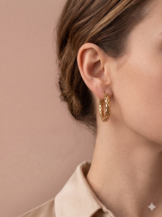 Boucles d’oreilles créoles dorées texturées