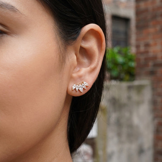 Boucles d'oreilles clous fleur 5 strass brillant