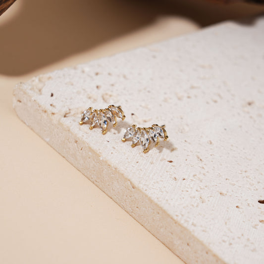 Boucles d'oreilles clous fleur 5 strass brillant