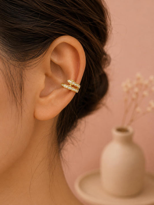 Bague d'oreille earcuff double rang sertie