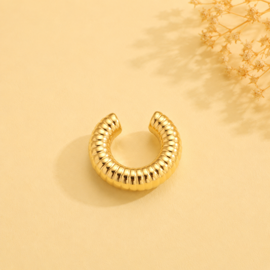 Bague d'oreille striée large
