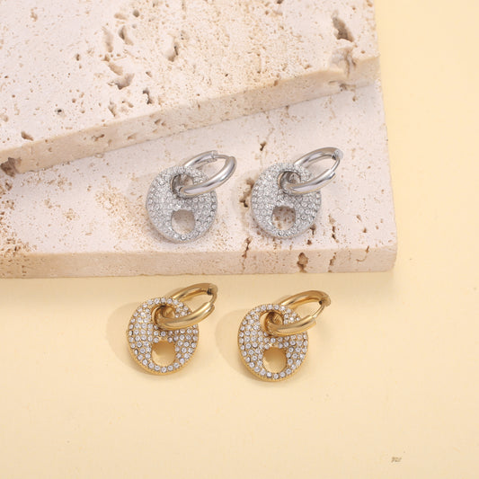 Boucles d'oreilles créoles ovales strassés