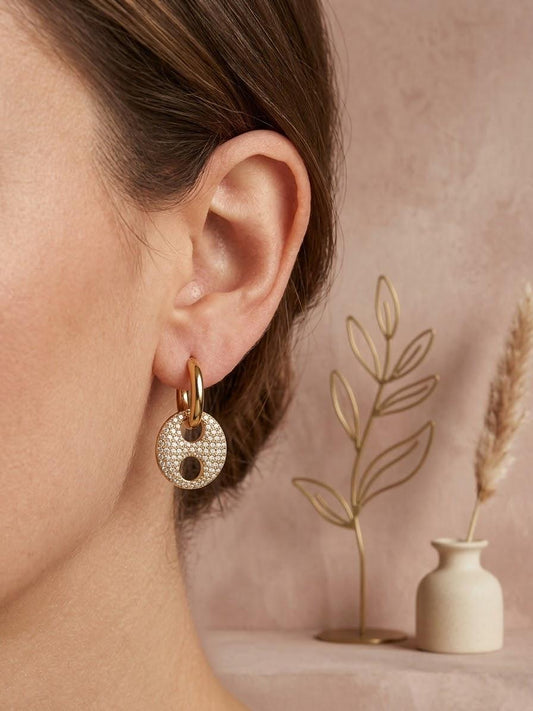 Boucles d'oreilles créoles ovales strassés
