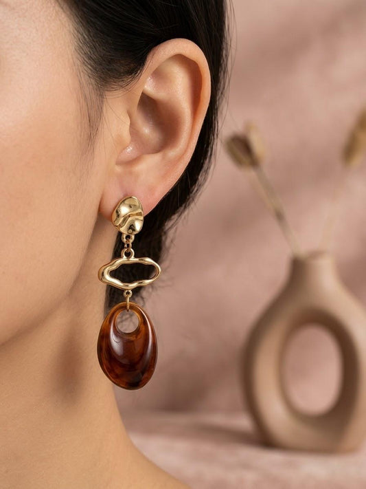Boucles d'oreilles pendantes martelés avec résine colorés