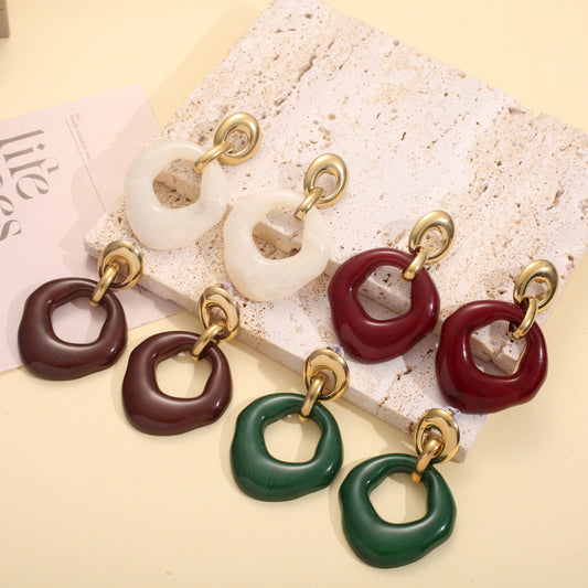 Boucles d'oreilles pendantes ronde résine