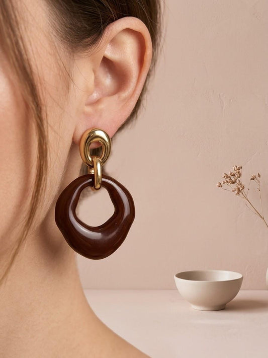 Boucles d'oreilles pendantes ronde résine