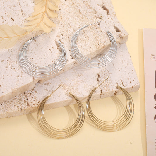 Boucles d'oreilles fines créoles multi-lignes