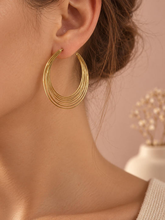 Boucles d'oreilles fines créoles multi-lignes