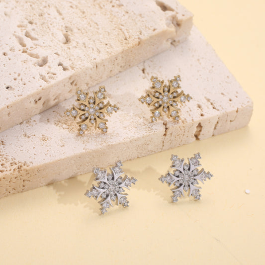 Boucles d'oreilles puces flocons de neige