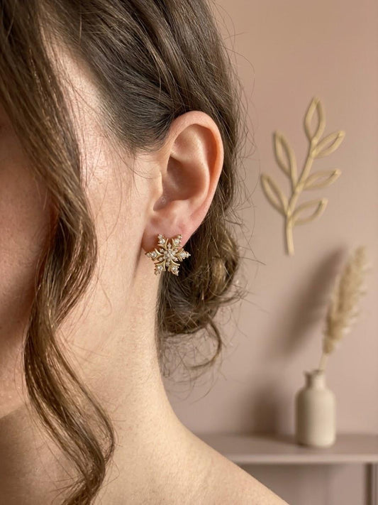 Boucles d'oreilles puces flocons de neige