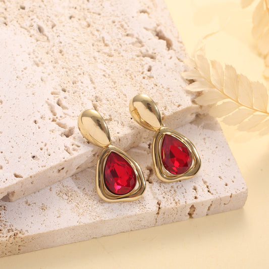 Boucles pendantes dorés cristaux de verres