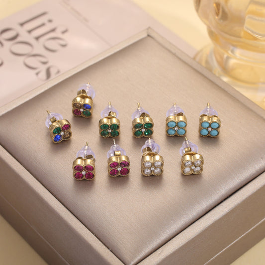 Puce trèfles sertis zirconiums multicolore