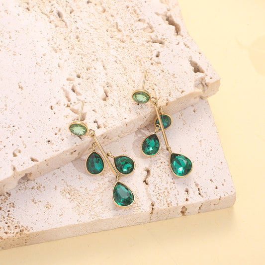 Boucles pendantes mini gouttes cristaux de verres