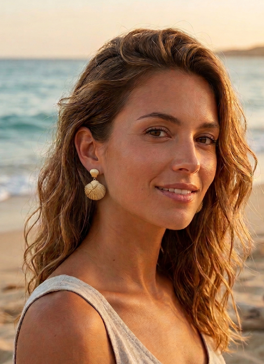 Boucles d’oreilles coquillage dorée relief étoile de mer