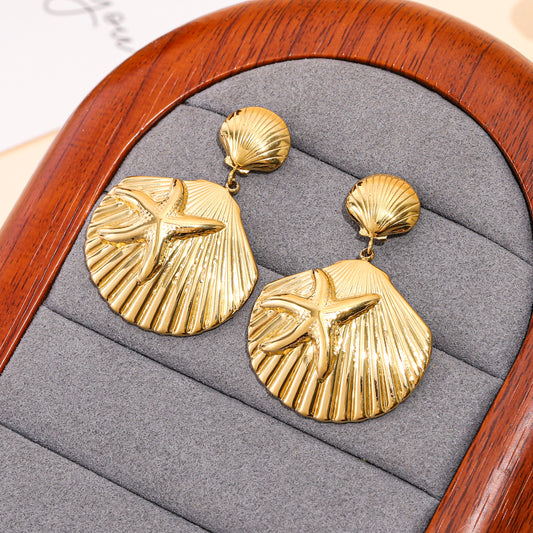 Boucles d’oreilles coquillage dorée relief étoile de mer