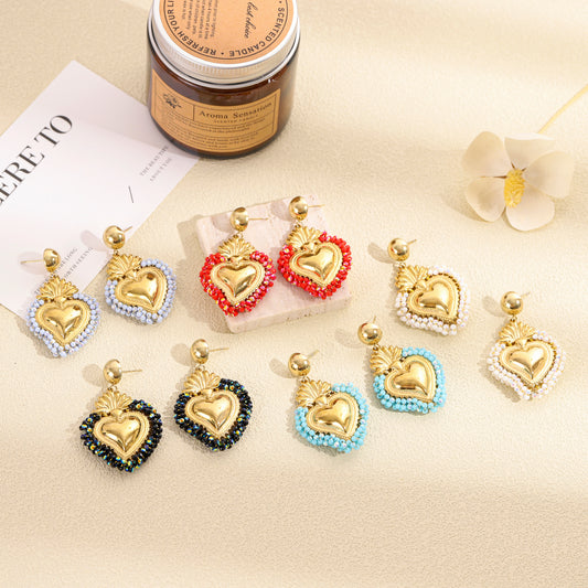Boucles d'oreilles cœur ex-voto coloré