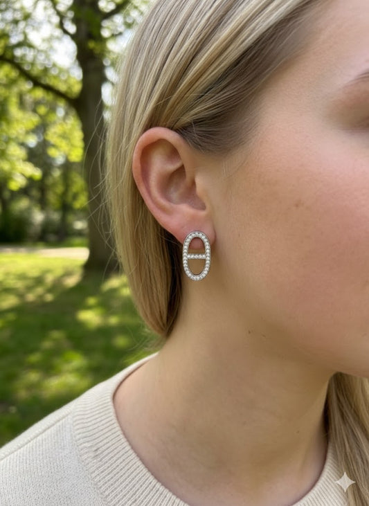 Boucles d'oreilles dorées classique à anneau en strass
