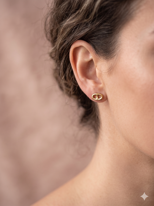 Boucles d'oreilles puces motif ovale style moderne