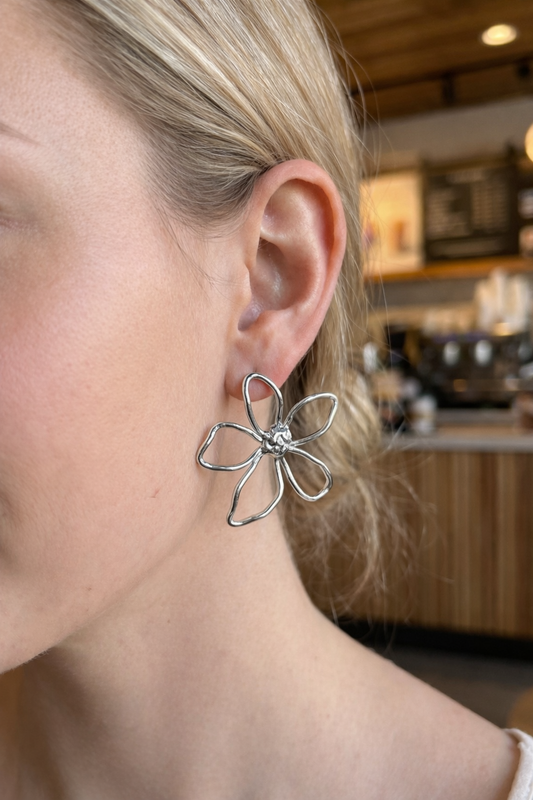 Boucles d’oreilles clous fleur filaire ajourée