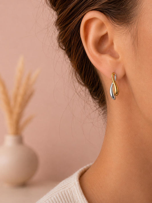 Boucles d'oreilles bicolores torsadées